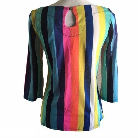 Lilly Pulitzer WAVERLY Cotton TOP IN MULTI RAINBOW STRIPE XS - Picture 3 of 7